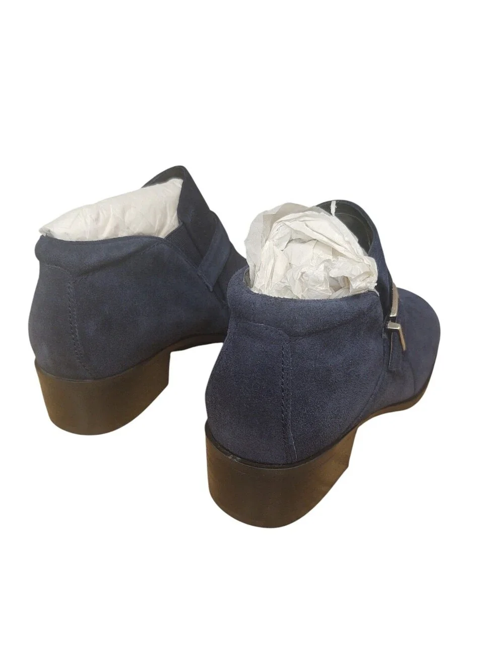 New Markon Women's Navy Suede Ankle Boot with Buckle Size 8